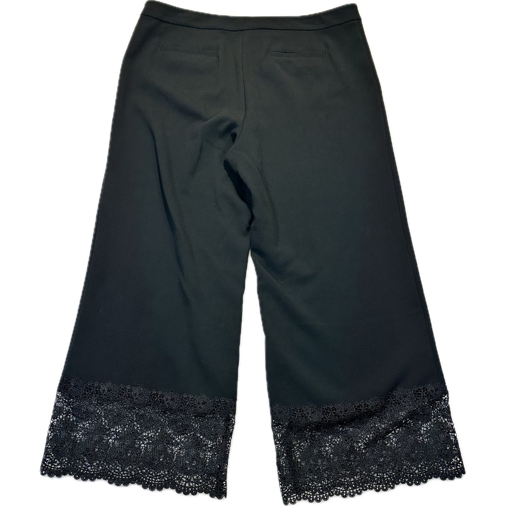 Ann Taylor Factory Womens Black Lace Hem Cropped Wide Leg Pants Size 14 Spring - Picture 7 of 8